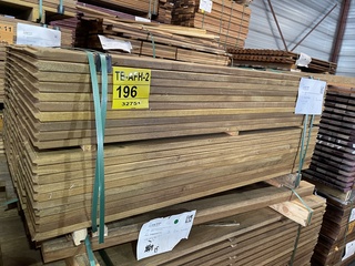 Ca. 120x Guyana Teak kopse veer en groef (buitenparket), 21x145mm, len